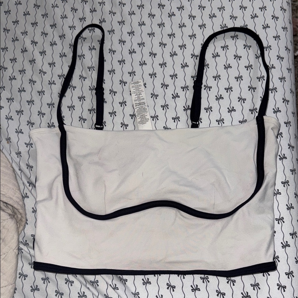 ALO Yoga White Bandeau with Black Trim